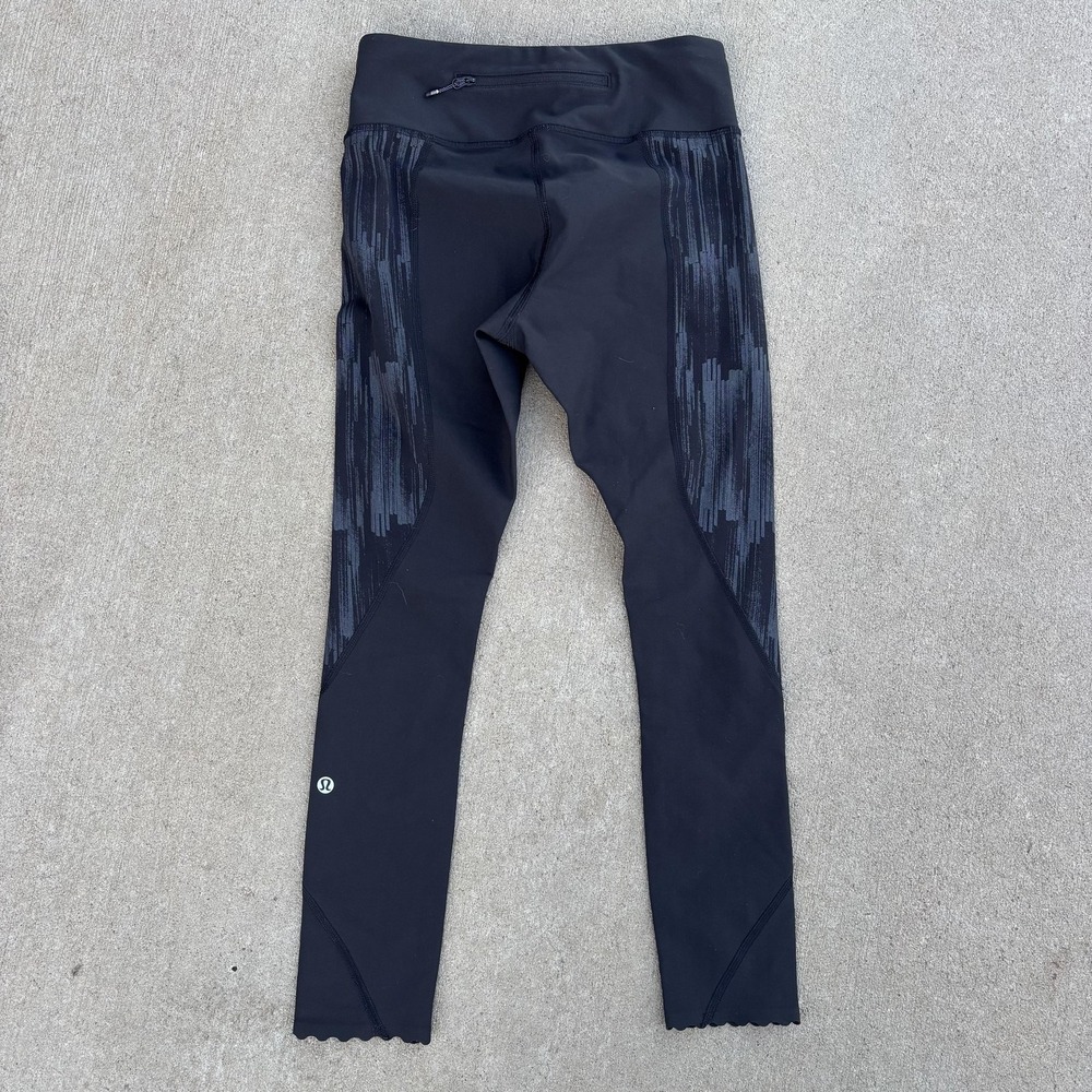 Lululemon‎ Leggings Womens 6 Black Geometric Panel Ankle Running Yoga Pants